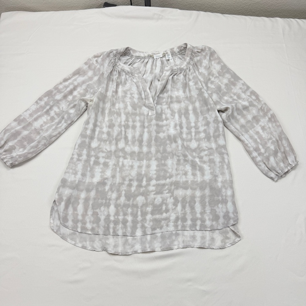 Max Studio Taupe/ Gray 100% Silk Sheer Blouse